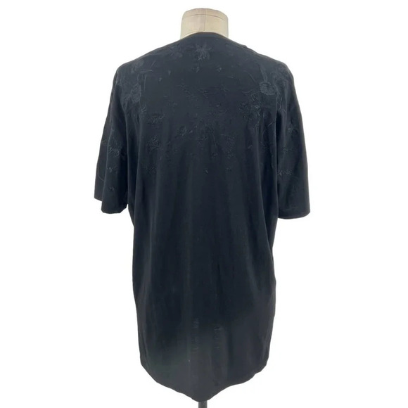 The Kooples Men's Black Floral Botanical Embroidered Tee Shirt Size Large - Picture 5 of 9